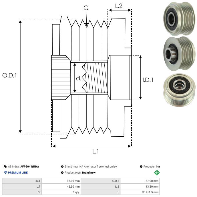 Alternator Freewheel Clutch - AFP6041(INA) AS-PL