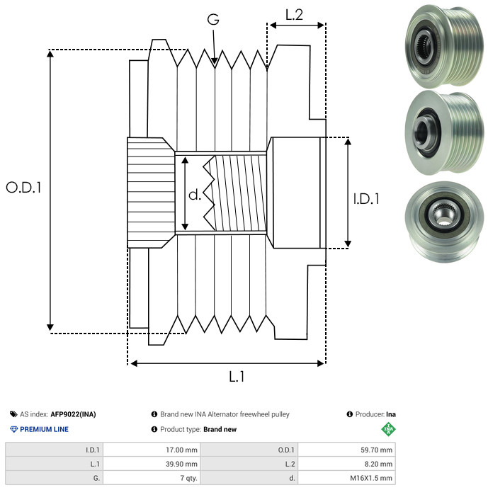 Alternator Freewheel Clutch - AFP9022(INA) AS-PL