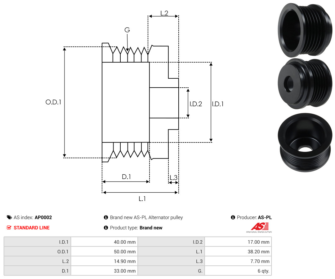 Pulley, alternator - AP0002 AS-PL