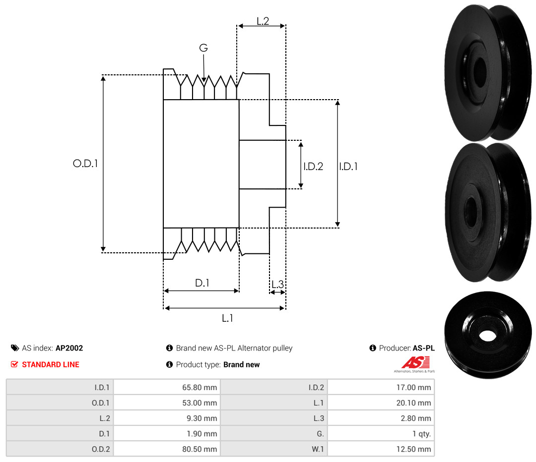 Pulley, alternator - AP2002 AS-PL
