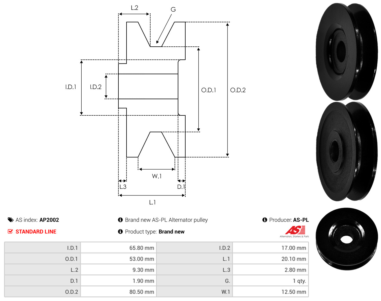 Pulley, alternator - AP2002 AS-PL