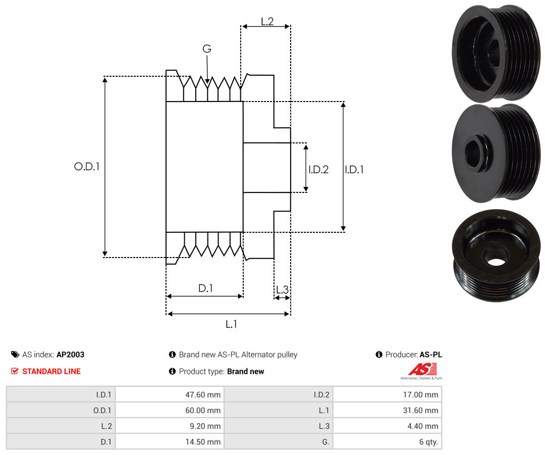 Pulley, alternator - AP2003 AS-PL