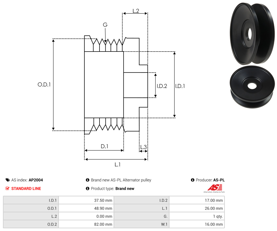 Pulley, alternator - AP2004 AS-PL