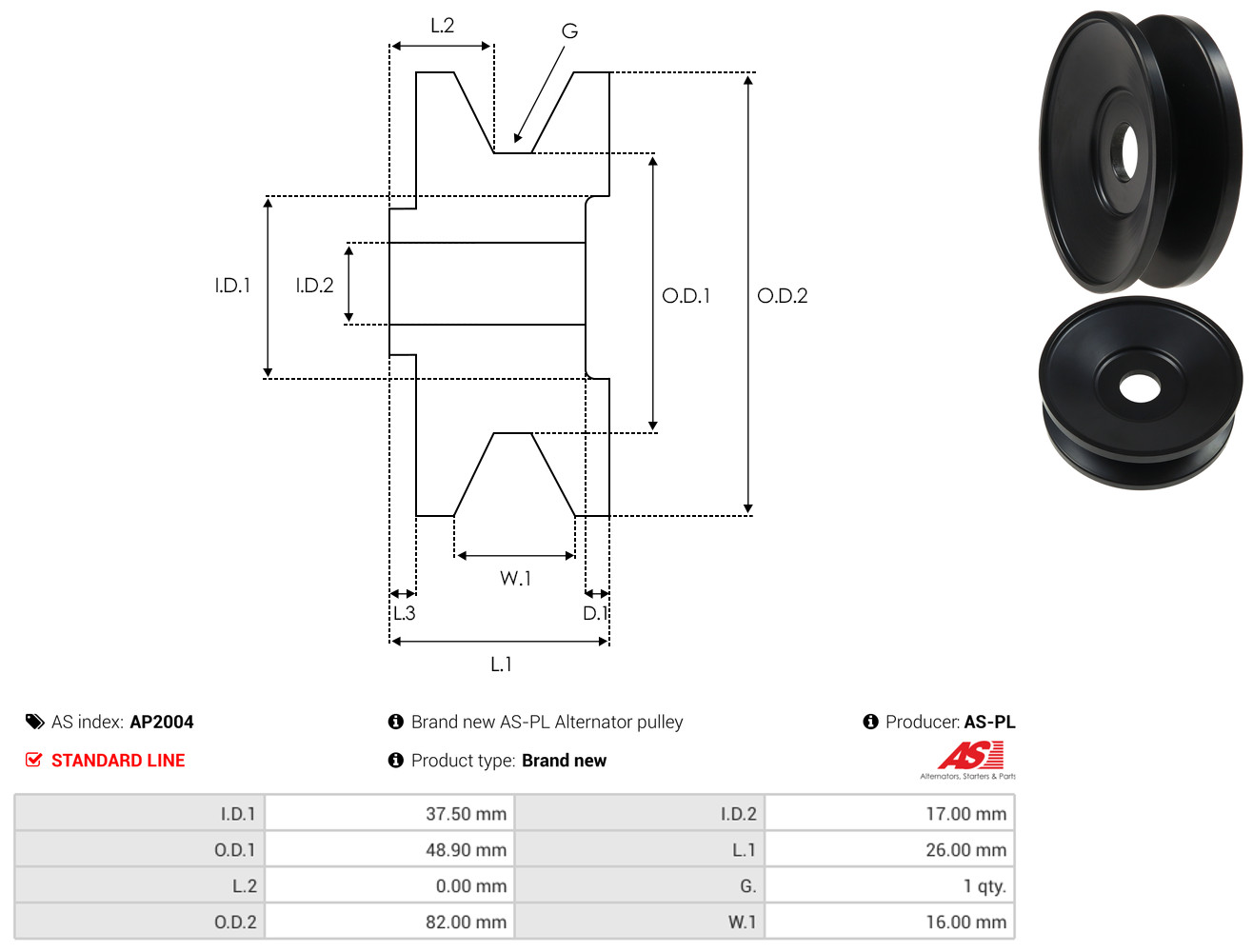Pulley, alternator - AP2004 AS-PL