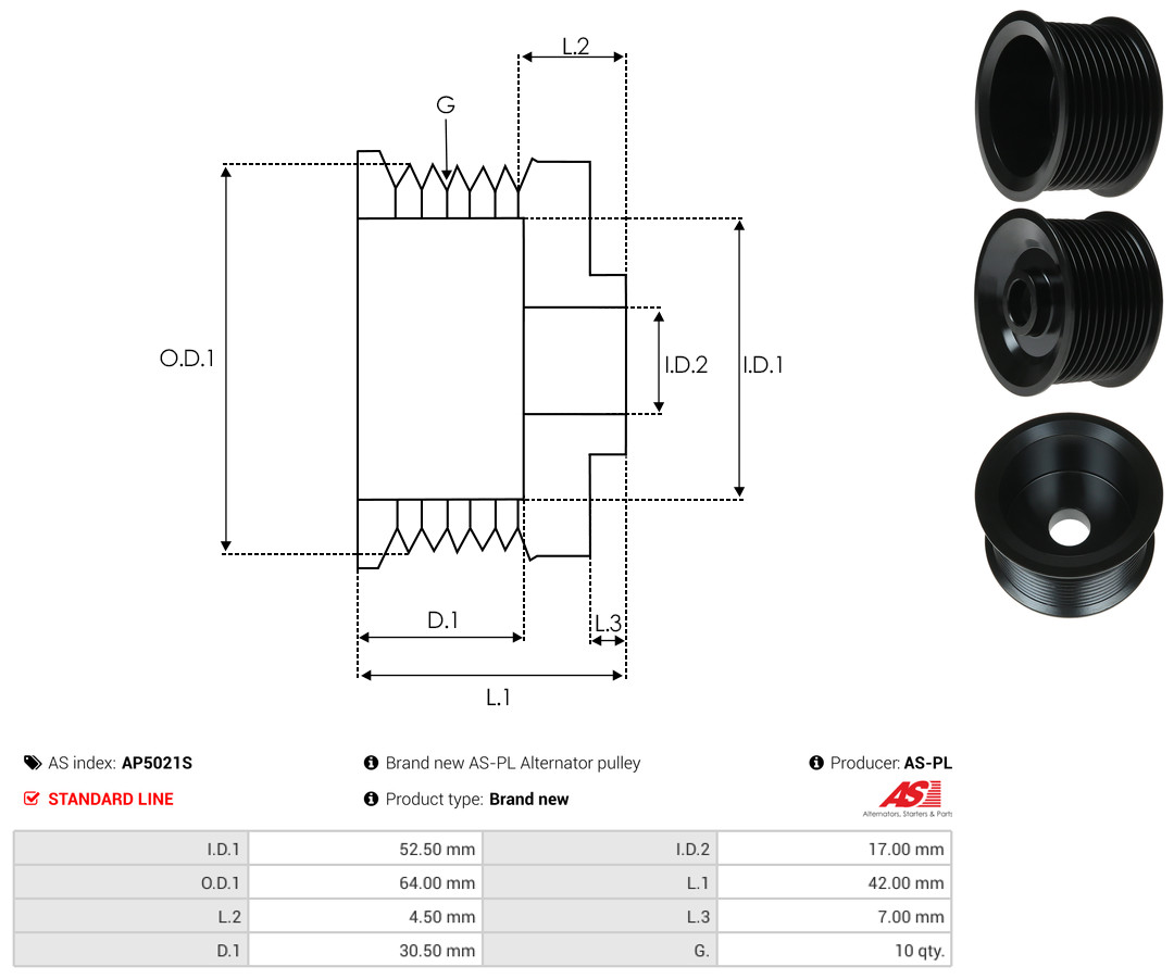 Ременный шкив, генератор - AP5021S AS-PL