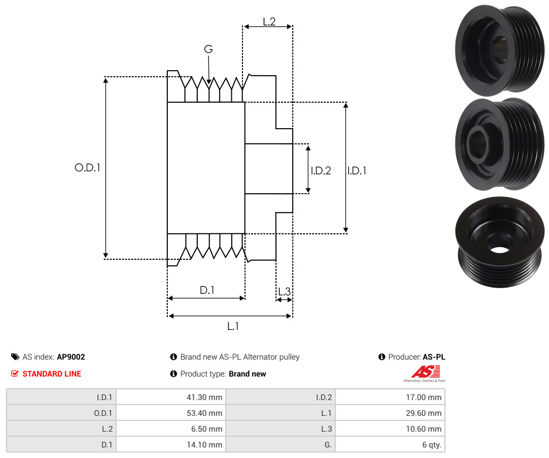Pulley, alternator - AP9002 AS-PL