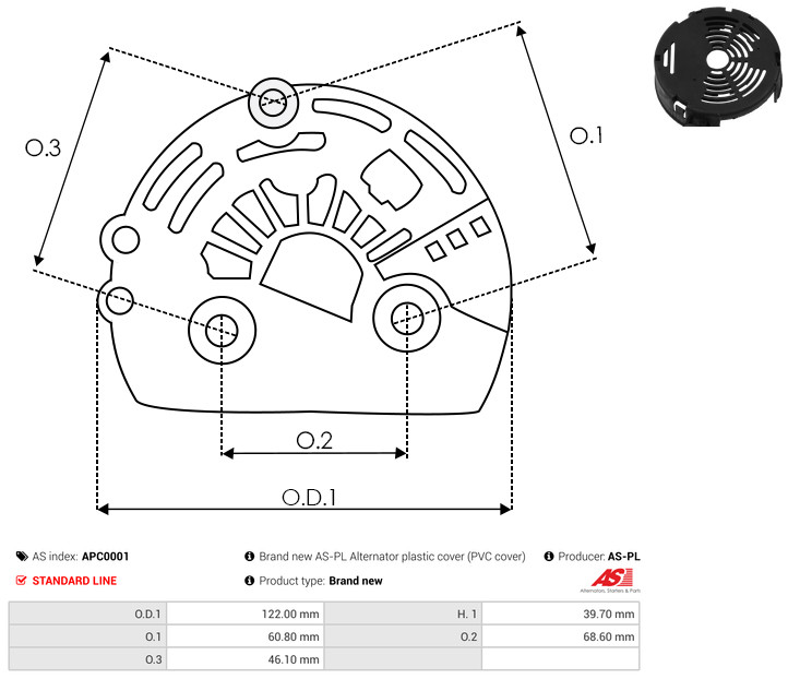 Protective Cap, alternator - APC0001 AS-PL