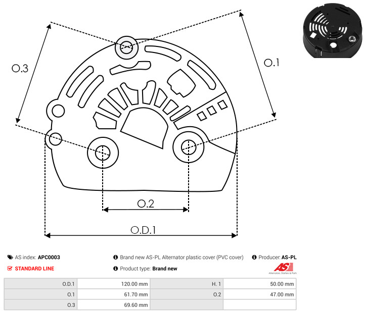 Protective Cap, alternator - APC0003 AS-PL