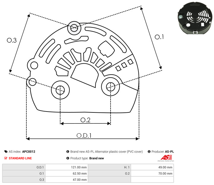 Protective Cap, alternator - APC0012 AS-PL