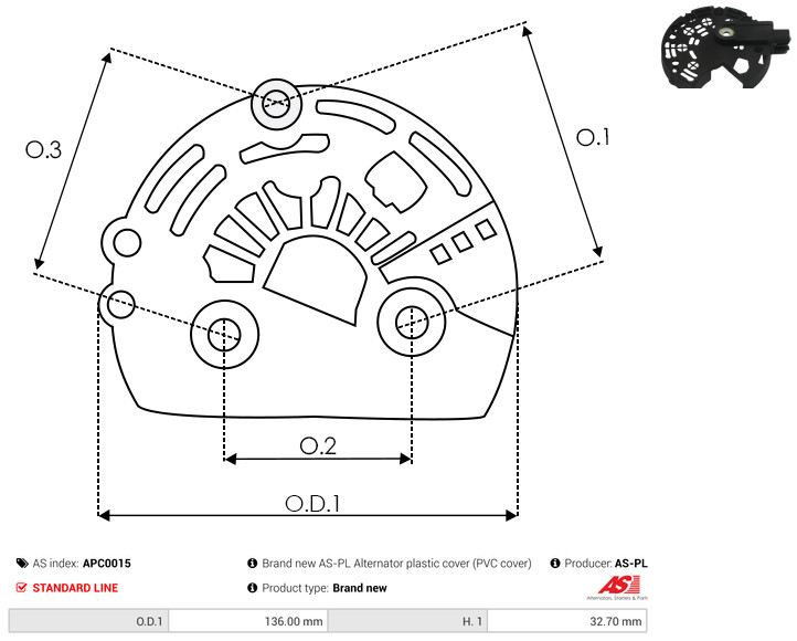 Protective Cap, alternator - APC0015 AS-PL