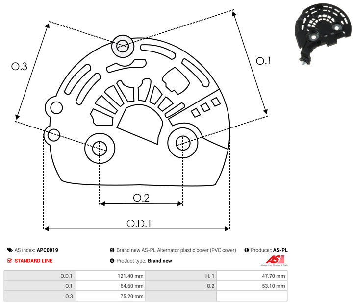 Protective Cap, alternator - APC0019 AS-PL