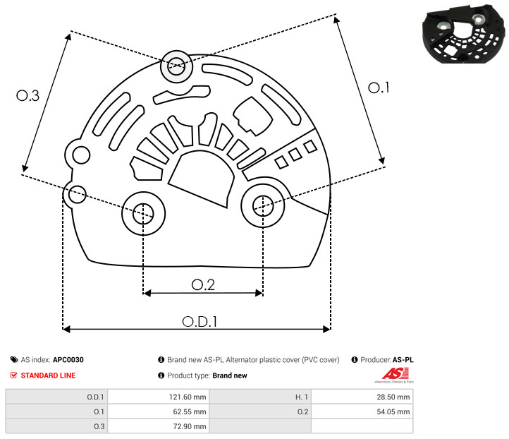 Protective Cap, alternator - APC0030 AS-PL