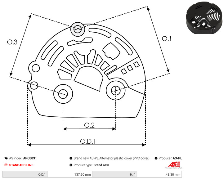 Protective Cap, alternator - APC0031 AS-PL