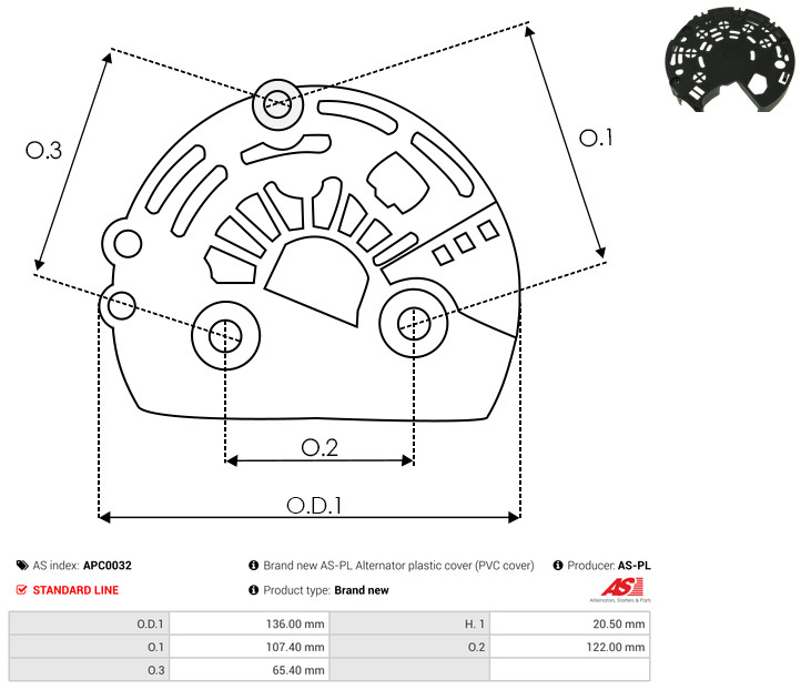 Protective Cap, alternator - APC0032 AS-PL