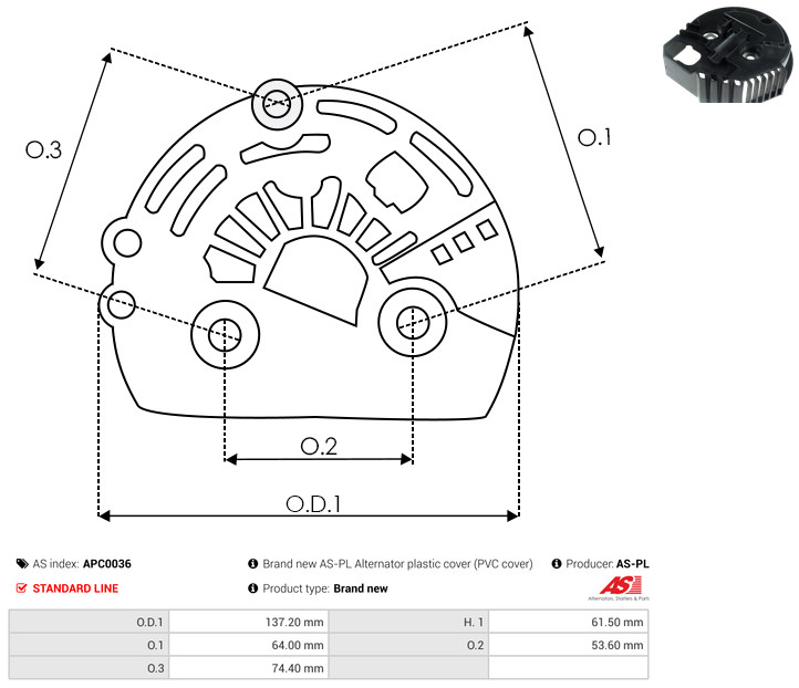 Protective Cap, alternator - APC0036 AS-PL