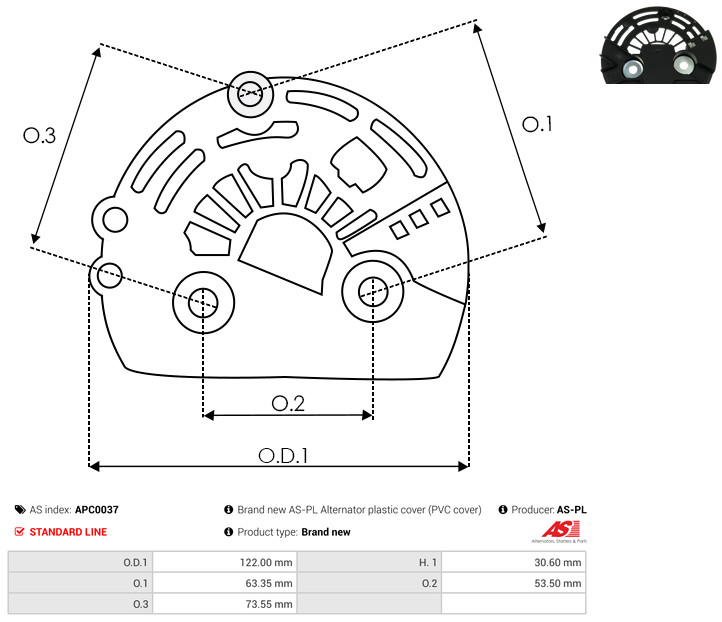 Protective Cap, alternator - APC0037 AS-PL