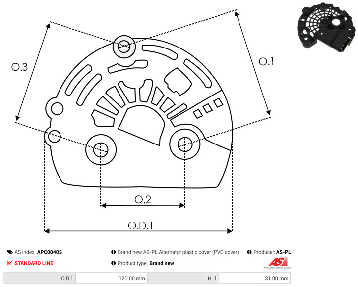 Protective Cap, alternator - APC0040S AS-PL