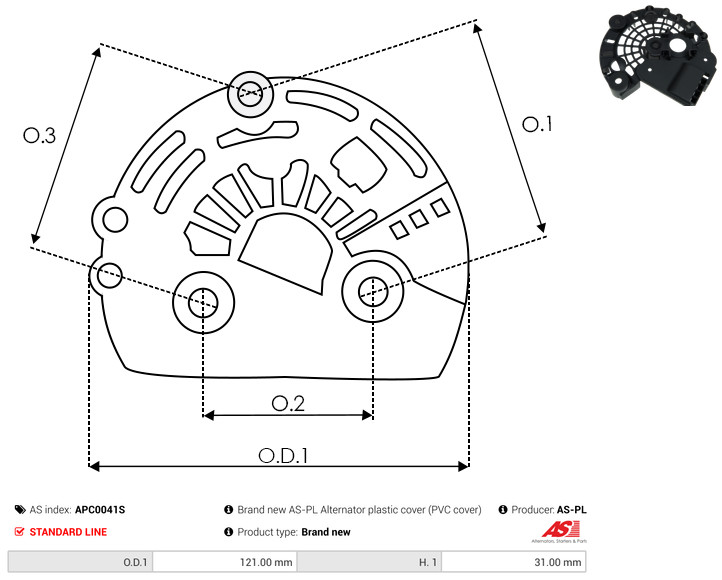 Protective Cap, alternator - APC0041S AS-PL