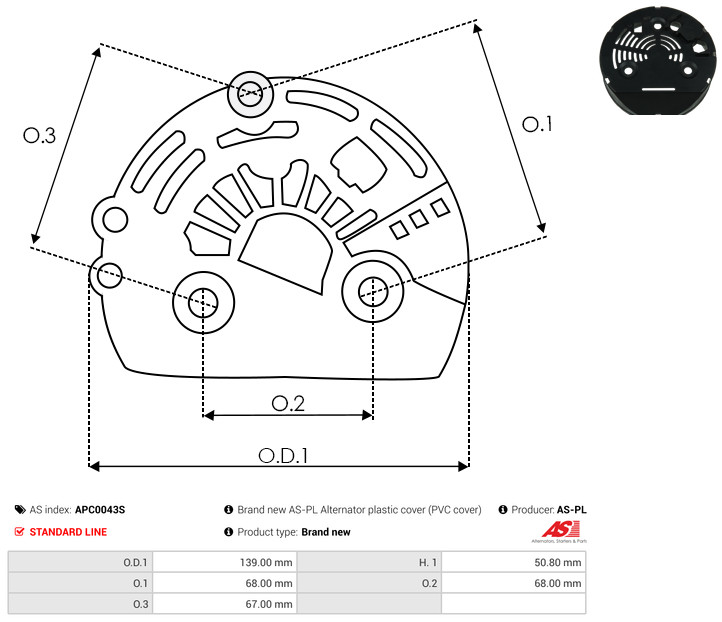Protective Cap, alternator - APC0043S AS-PL