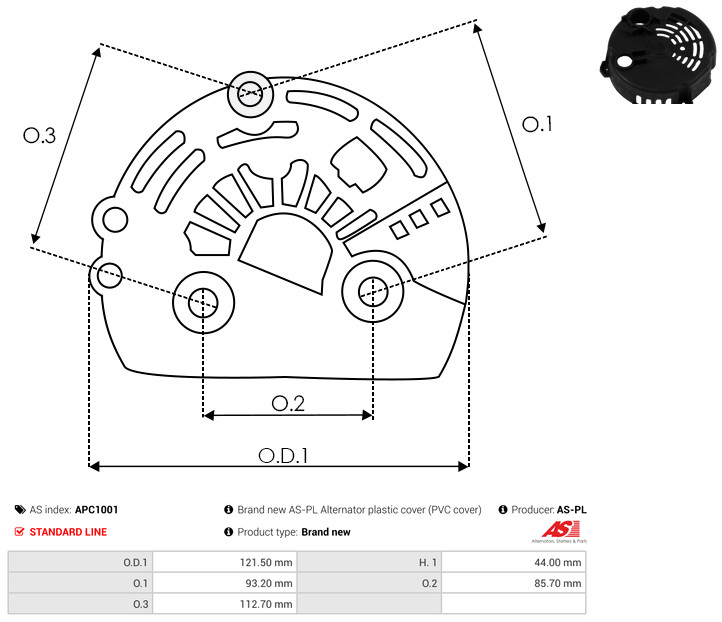 Protective Cap, alternator - APC1001 AS-PL