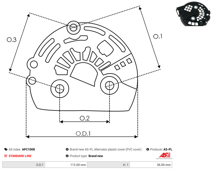 Protective Cap, alternator - APC1008 AS-PL