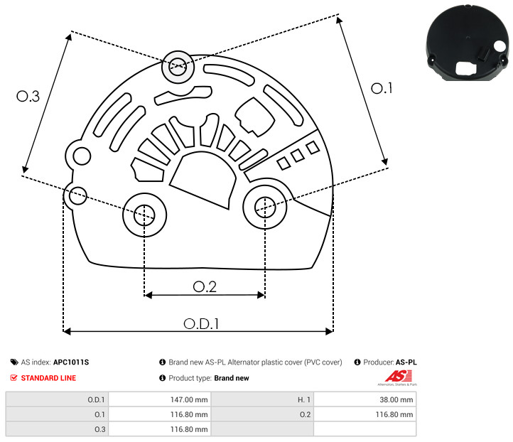 Protective Cap, alternator - APC1011S AS-PL
