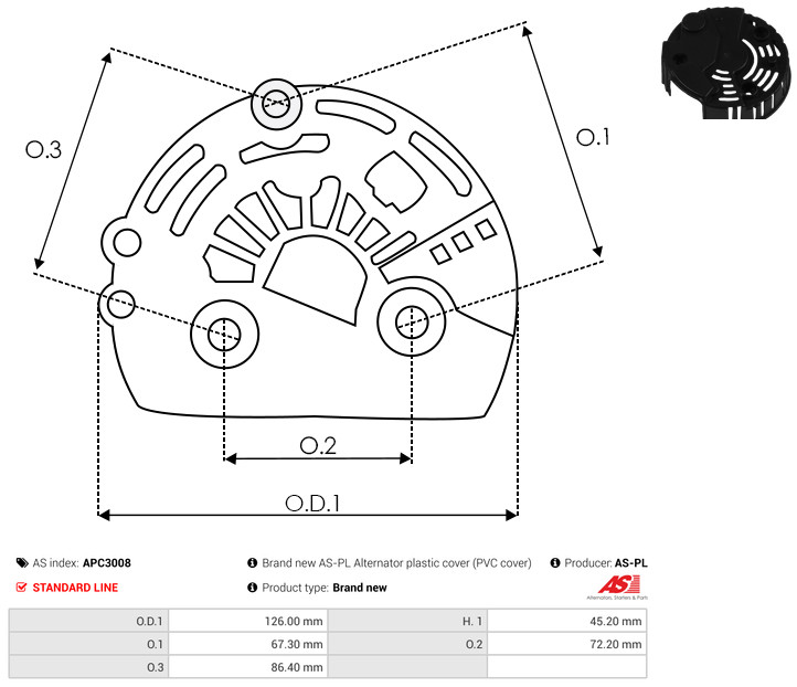 Protective Cap, alternator - APC3008 AS-PL