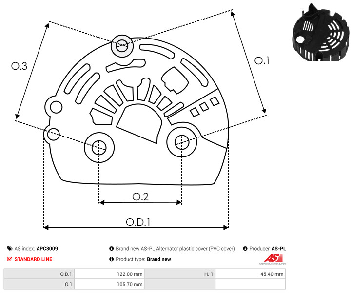 Protective Cap, alternator - APC3009 AS-PL
