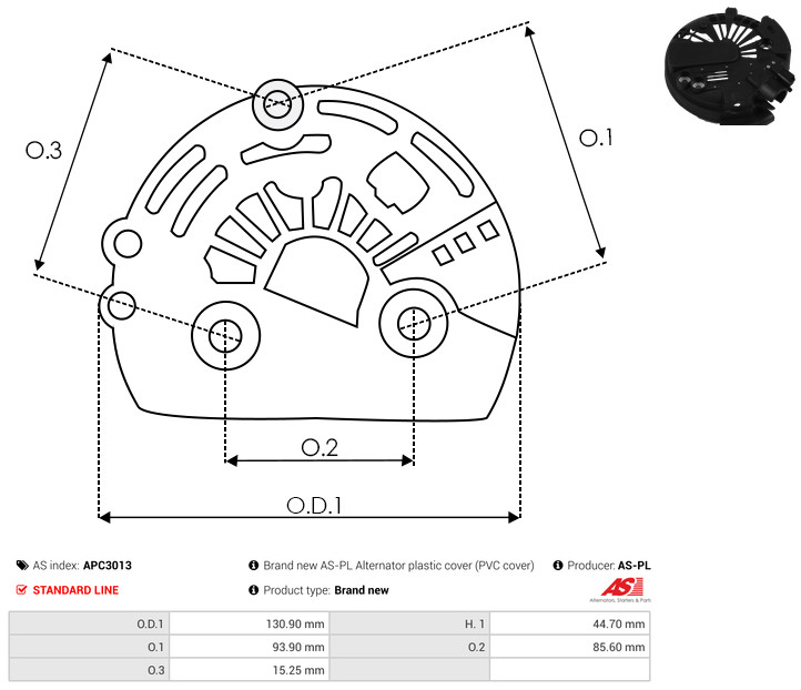 Protective Cap, alternator - APC3013 AS-PL