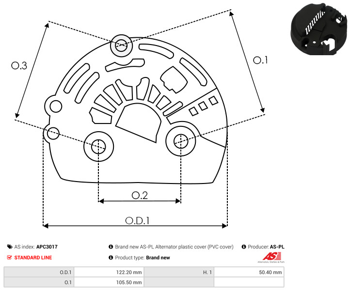 Protective Cap, alternator - APC3017 AS-PL