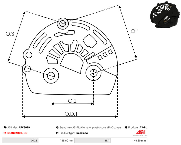 Protective Cap, alternator - APC3019 AS-PL