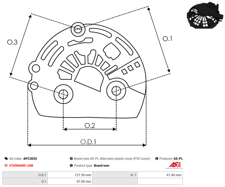 Protective Cap, alternator - APC3025 AS-PL