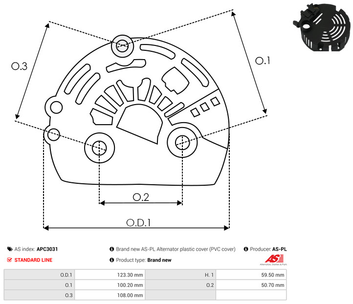 Protective Cap, alternator - APC3031 AS-PL