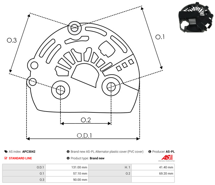 Protective Cap, alternator - APC3042 AS-PL