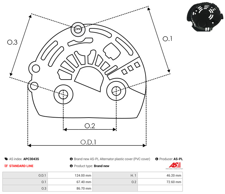 Protective Cap, alternator - APC3043S AS-PL
