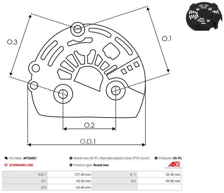 Protective Cap, alternator - APC6001 AS-PL