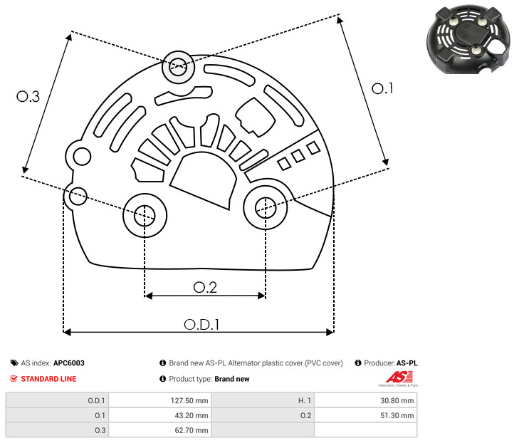 Protective Cap, alternator - APC6003 AS-PL