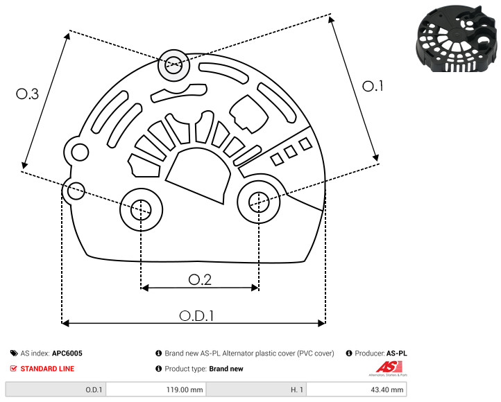 Protective Cap, alternator - APC6005 AS-PL