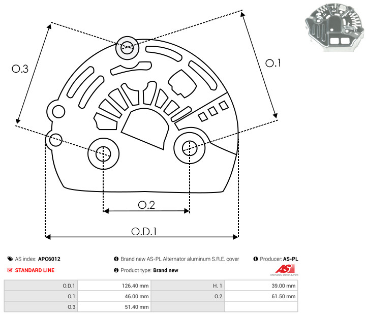 Protective Cap, alternator - APC6012 AS-PL