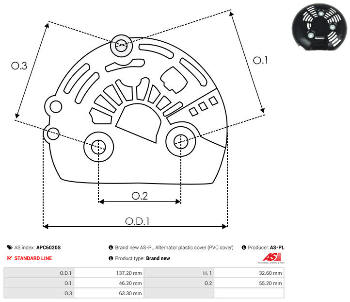 Protective Cap, alternator - APC6020S AS-PL