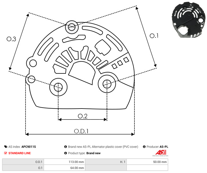 Protective Cap, alternator - APC9011S AS-PL