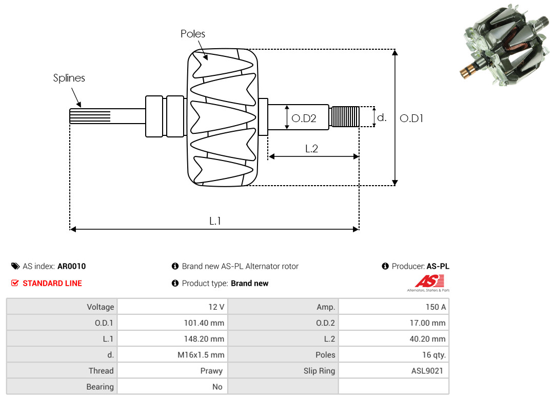 Läufer, Generator - AR0010 AS-PL