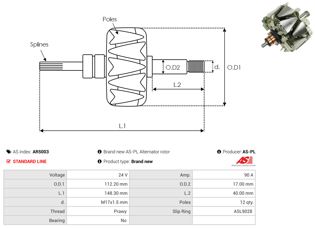 Rotor, alternator - AR5003 AS-PL