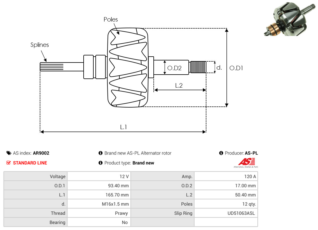 Rotor, alternator - AR9002 AS-PL