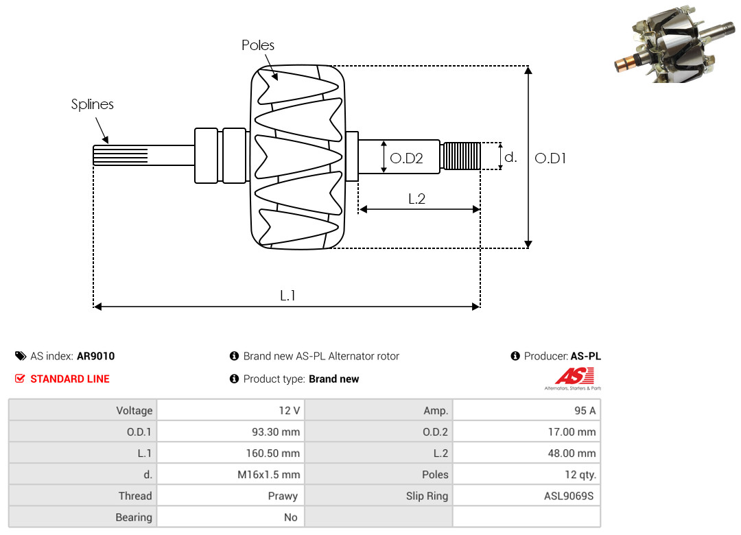 Rotor, alternator - AR9010 AS-PL