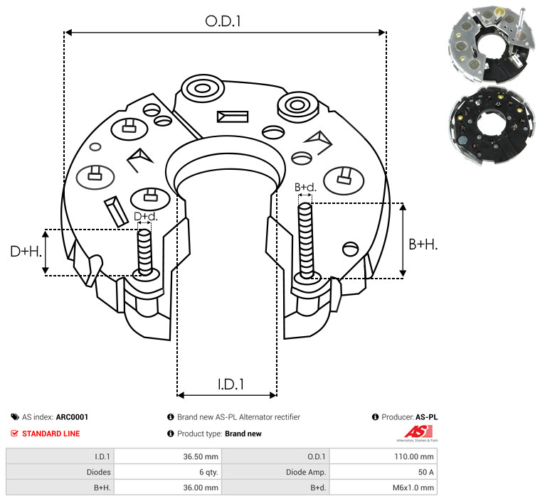 Rectifier, alternator - ARC0001 AS-PL