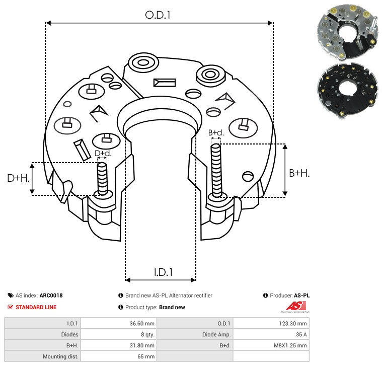 Rectifier, alternator - ARC0018 AS-PL