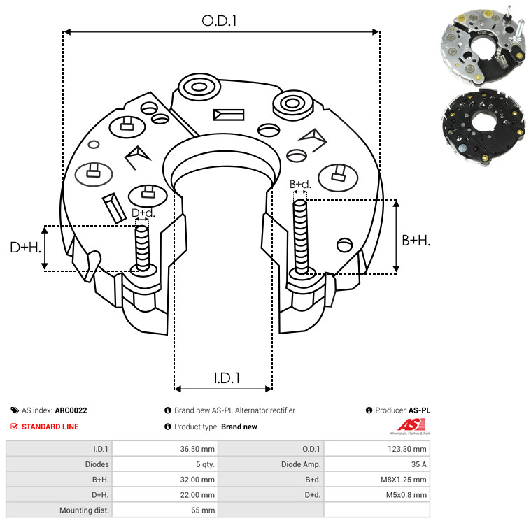 Rectifier, alternator - ARC0022 AS-PL