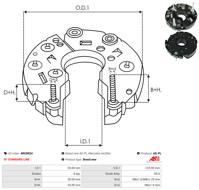 Rectifier, alternator - ARC0024 AS-PL