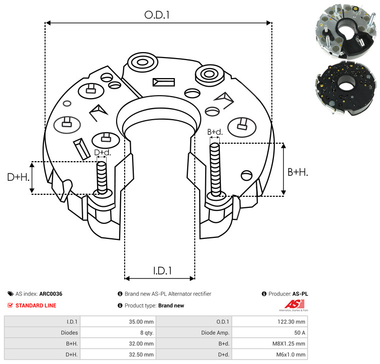 Rectifier, alternator - ARC0036 AS-PL